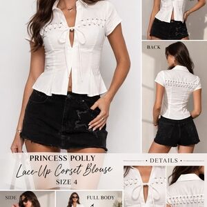 Princess Polly Cream Lace-Up Corset Top